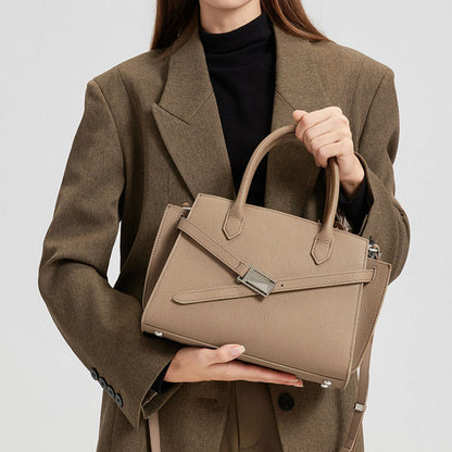 Structured Leather Tote – Taupe
