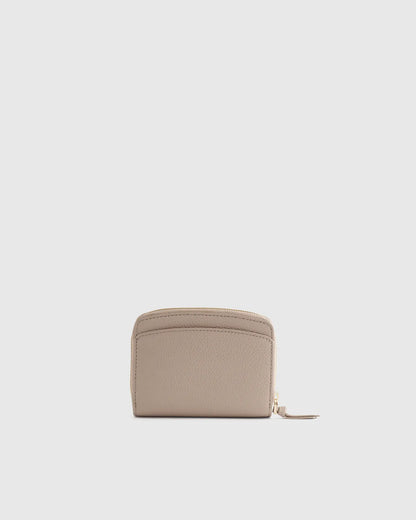 Italian Pebbled Leather Compact Wallet – Taupe