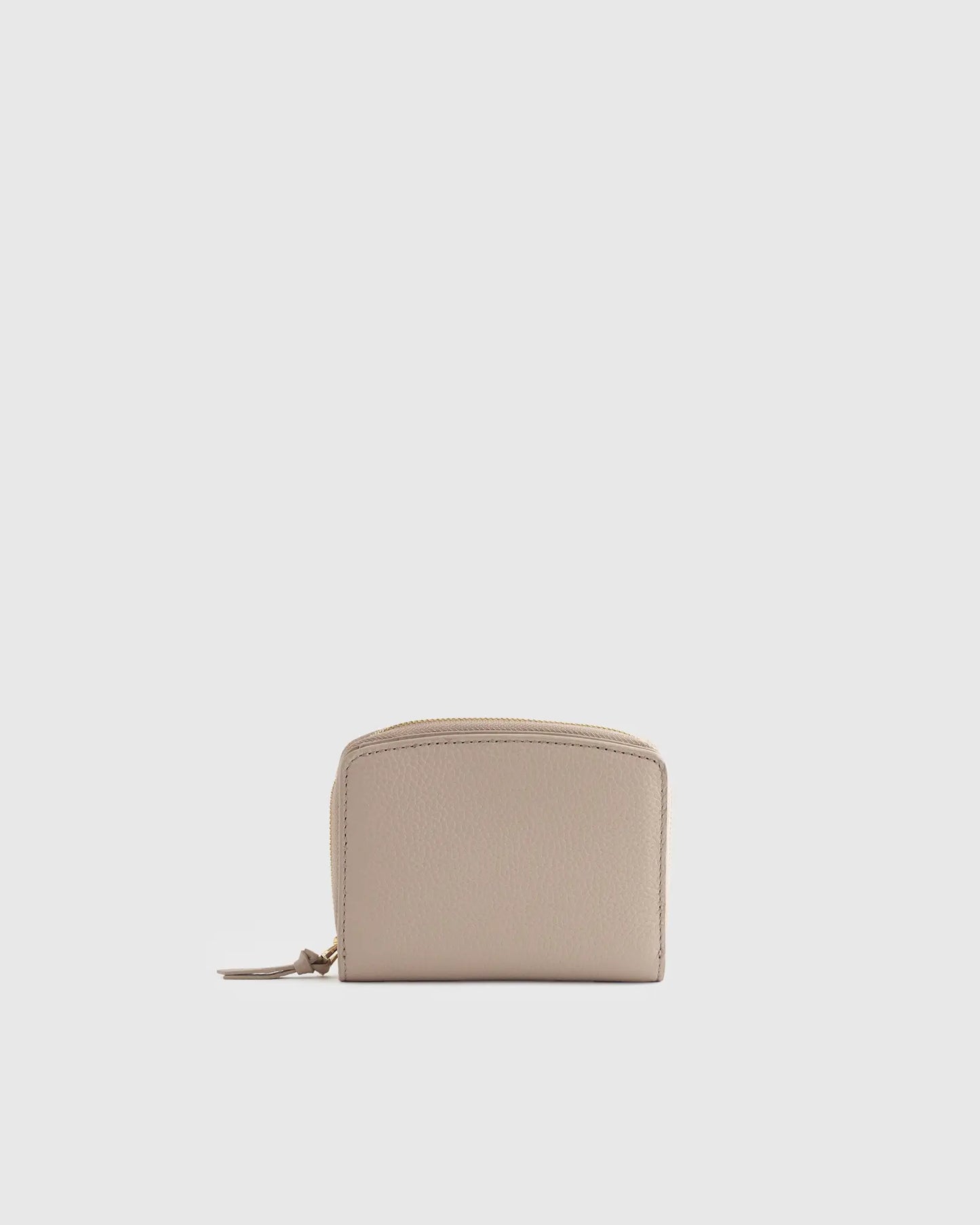 Italian Pebbled Leather Compact Wallet – Taupe