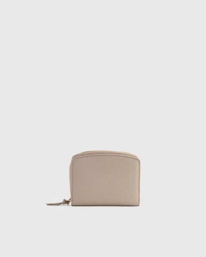 Italian Pebbled Leather Compact Wallet – Taupe