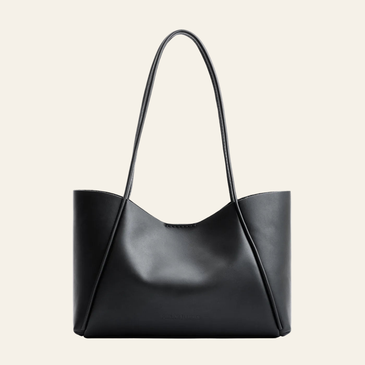 Minimal Leather Shoulder Tote – Black