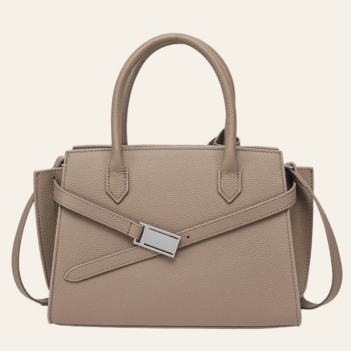 Structured Leather Tote – Taupe