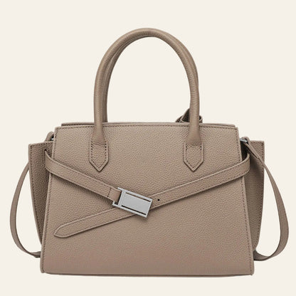 Structured Leather Tote – Taupe