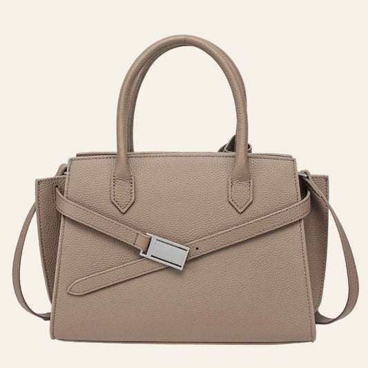 Structured Leather Tote – Taupe